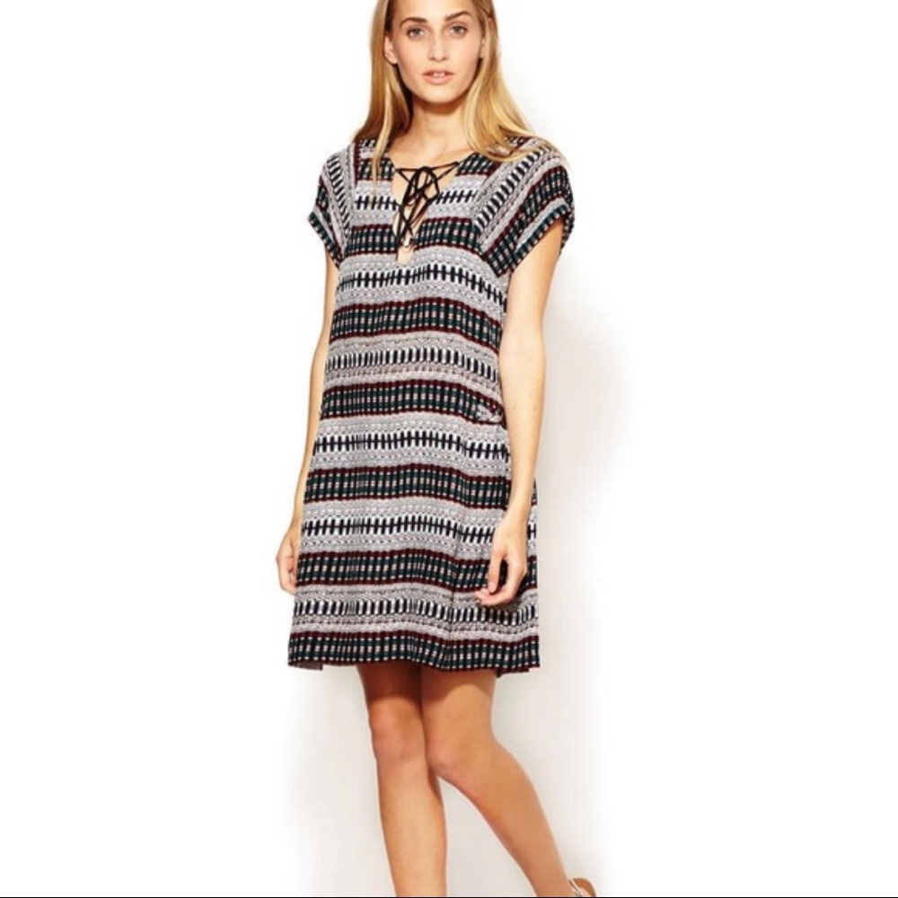 Maje Tribal Bohemian Print Silk Dress
